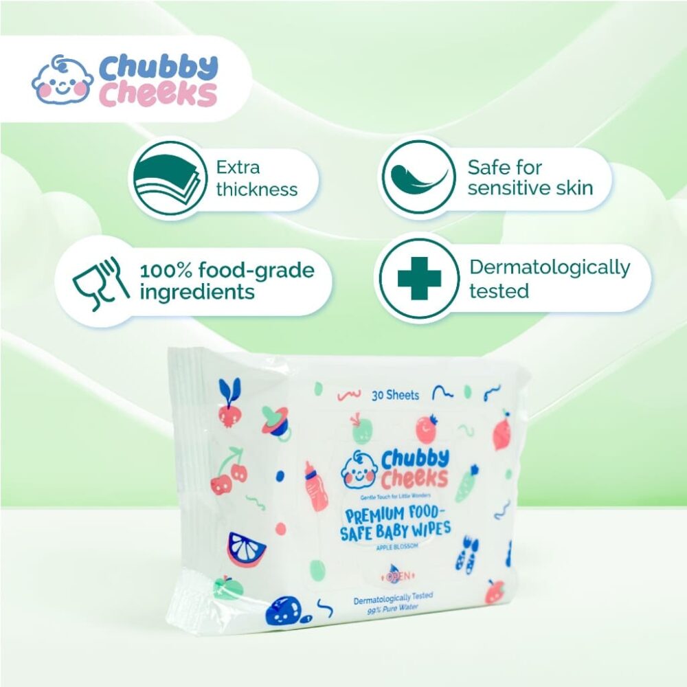 Chubby Cheeks Premium Food-Safe Wipes - 30pcs Per Pack - Image 3