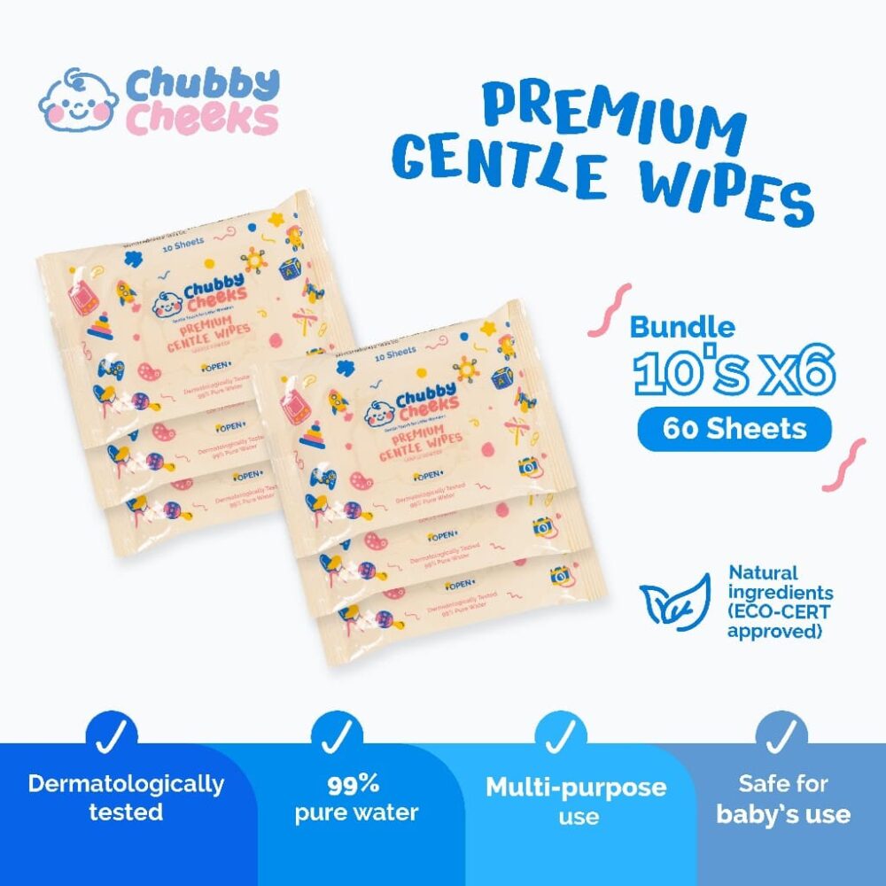 Chubby Cheeks Premium Gentle Wipes - 60pcs Per Bundle