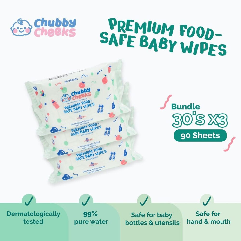 Chubby Cheeks Premium Food-Safe Wipes - 90pcs Per Bundle