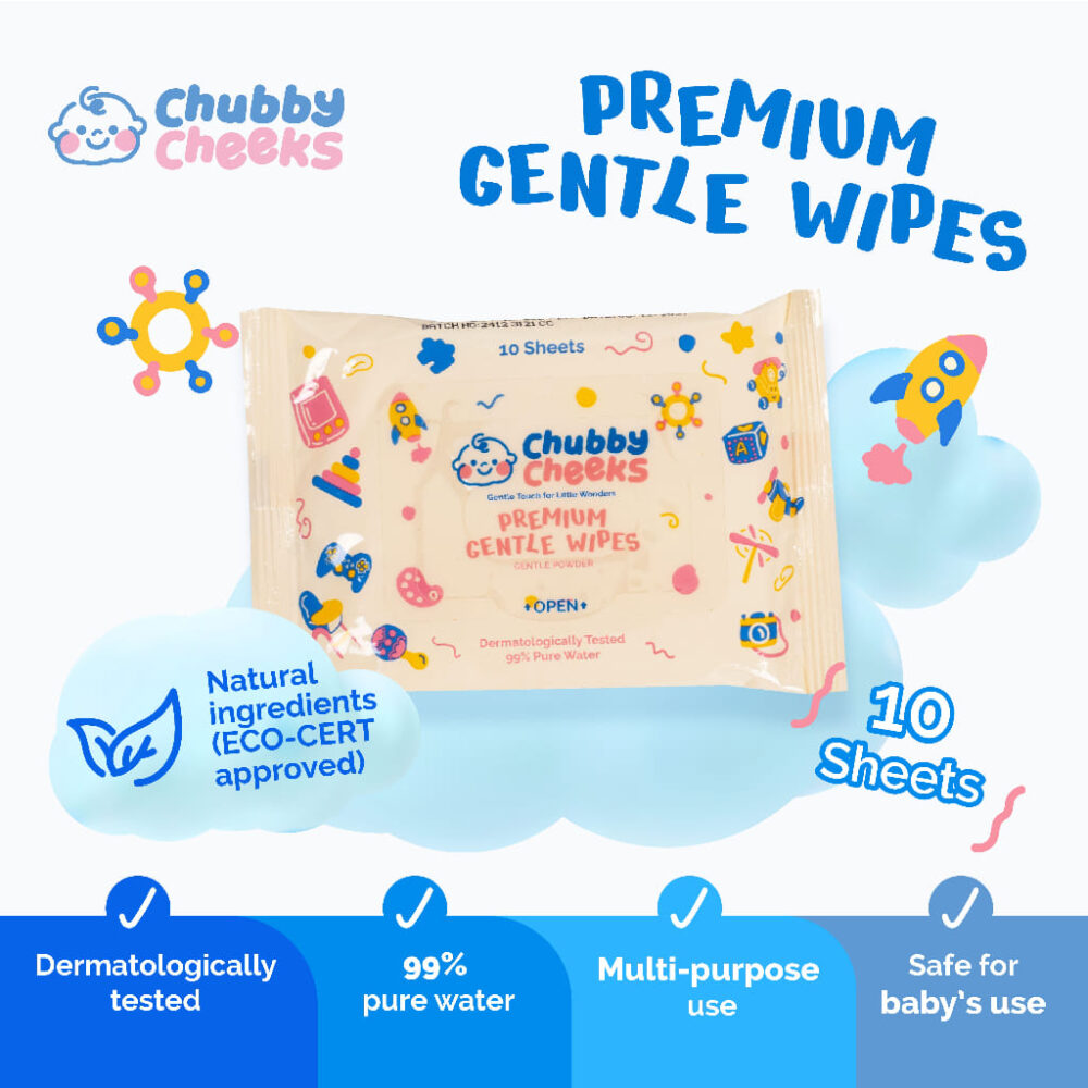 Chubby Cheeks Premium Gentle Wipes - 10pcs Per Pack