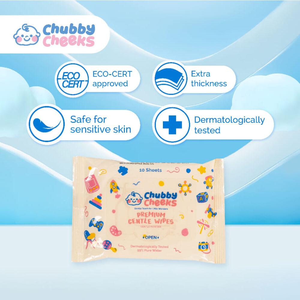 Chubby Cheeks Premium Gentle Wipes - 10pcs Per Pack - Image 4